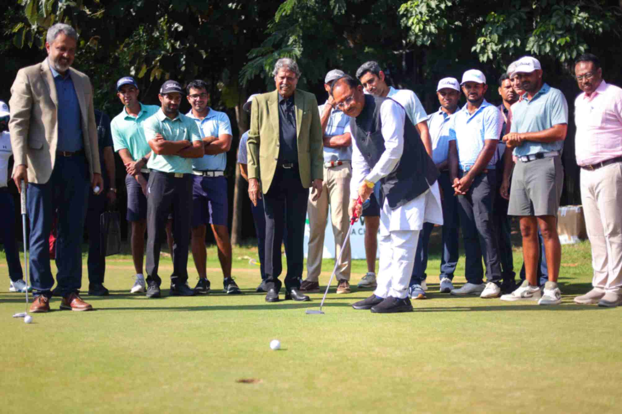 Chhattisgarh CM Vishnu Deo Sai and DP World PGTI Chief Kapil Dev inaugurate Nava Raipur Open 2026