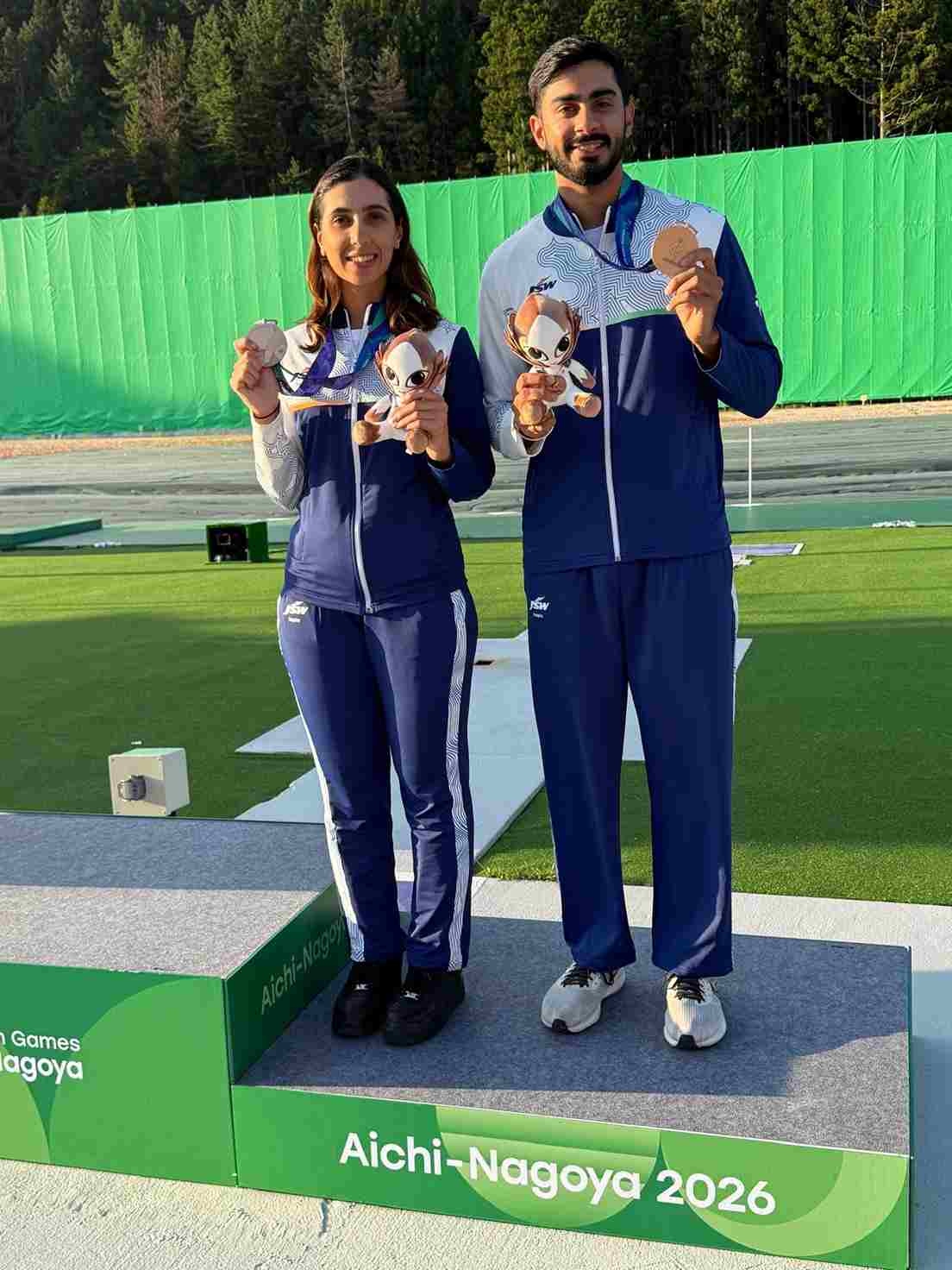 India's Anantjeet Singh Naruka and Parinaaz Dhaliwal won the bronze medal in the mixed team skeet event