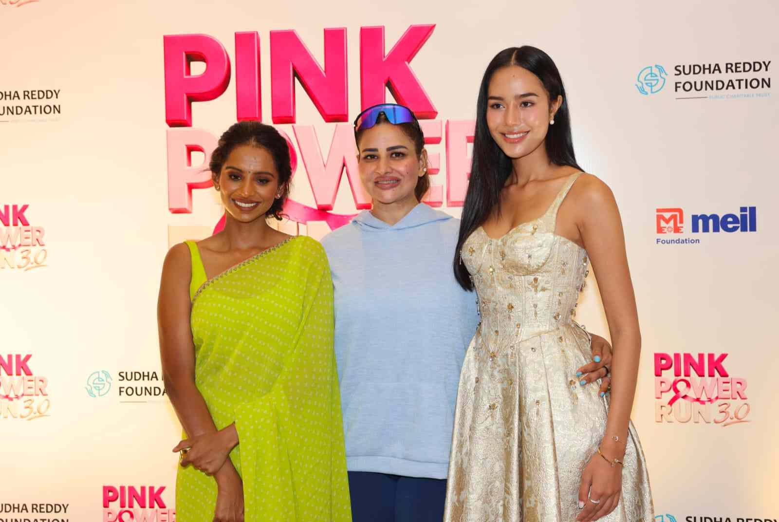 Sudha Reddy, Opal Suchata Chauangsri and Dr Pragnya Chigurupati announce the Pink Power Run