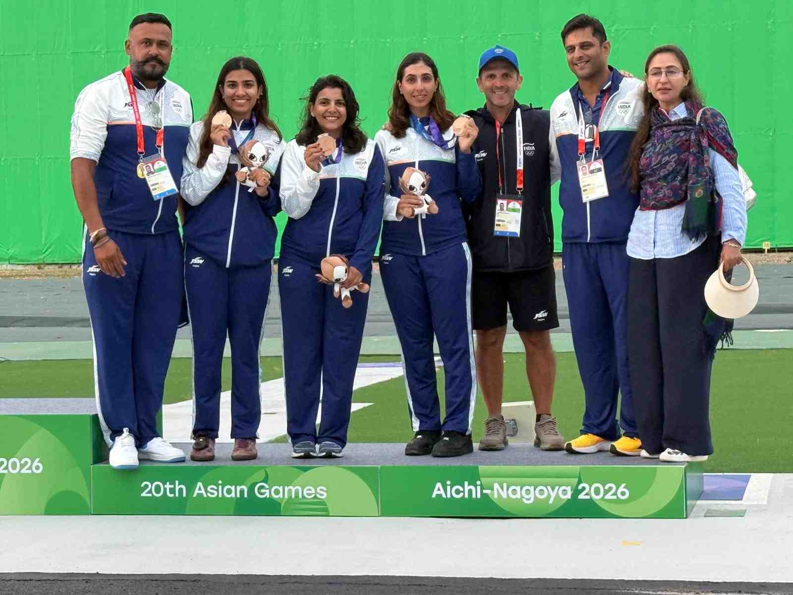 Indian women's skeet team which won the bronze at the Asian games 2026
