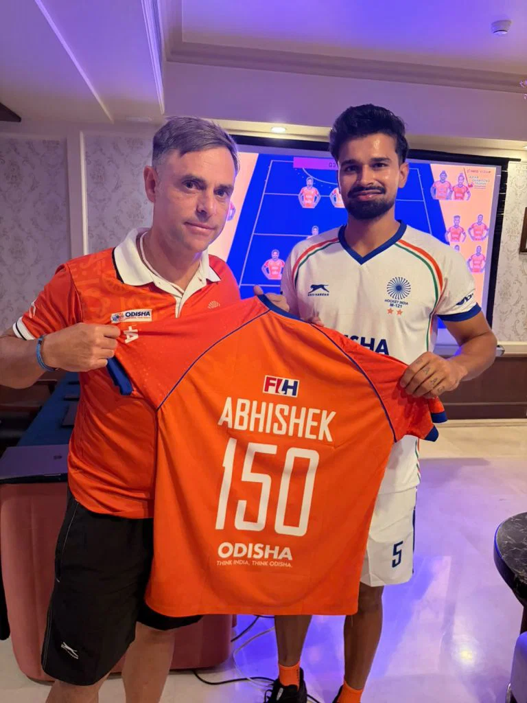 Abhishek celebrates his 150th international cap with a splendid brace against Japan