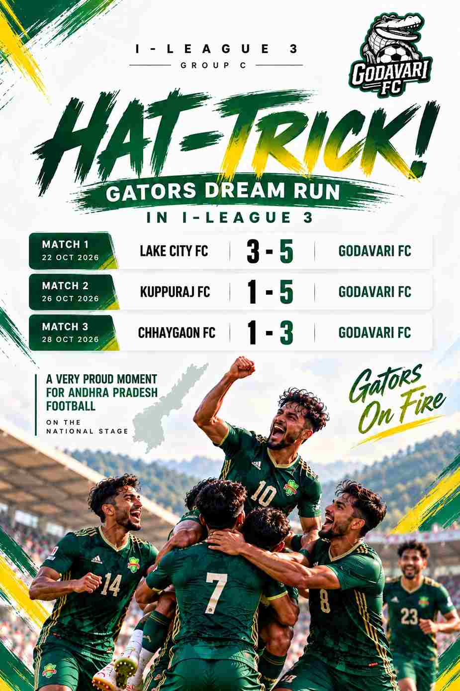 Godavari FC down Chhaygaon FC 3-1 to make it three wins in a row in I-League 3