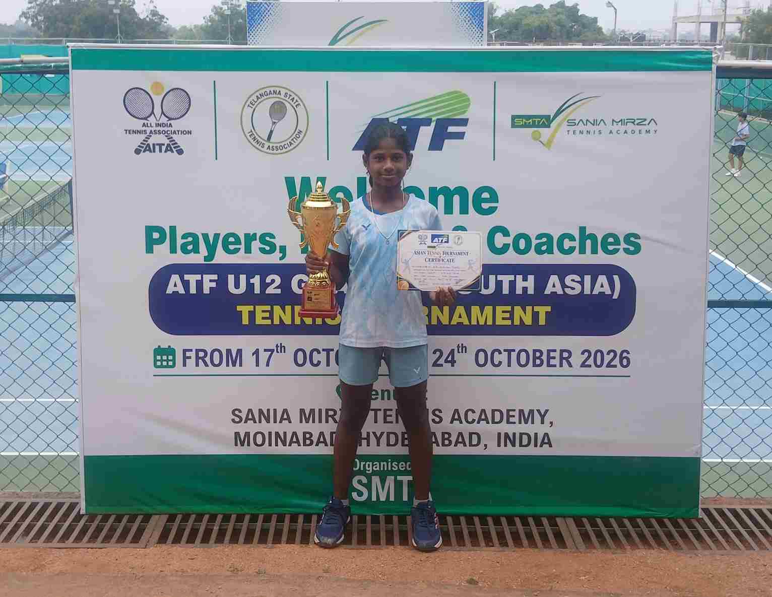 Nishitha Reddy clinches a grand double at the ATF Under-12 Grade B (South Asia) Tennis Tournament