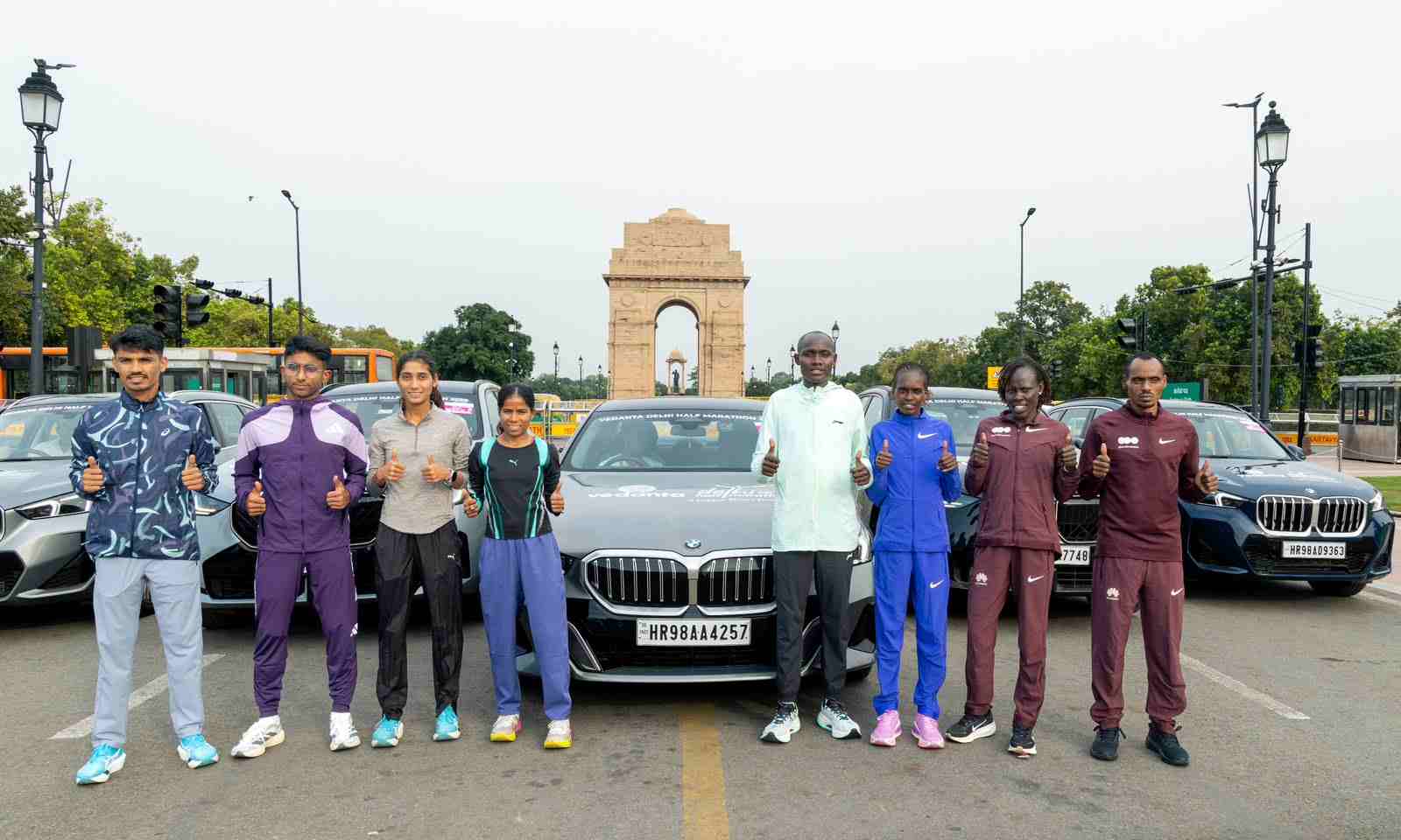 Irine Cheptai and others at the Vedanta Delhi half-marathon