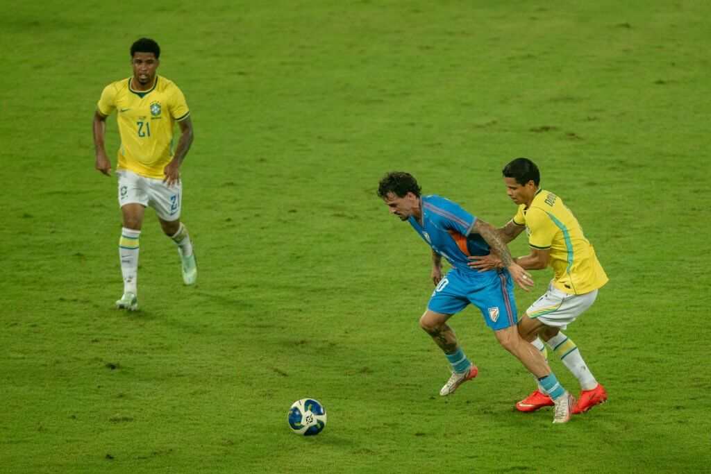 Football giants Brazil sweep past a fighting India 4-0 under the floodlights in Kolkata